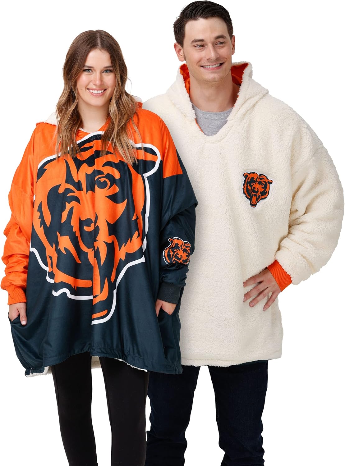 foco NFL Team Logo Reversible Oversized Sherpa Hoodie Sweatshirt Hoodeez