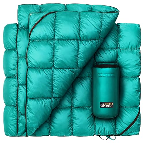 | Extra Large Double Insulated Outdoor Camping Blanket | 2X Puffy, Warm, Packable, Weatherproof, Durable, and Lightweight | Top Quilt for Hiking, Backpacking, Stadium Events, Picnic Use