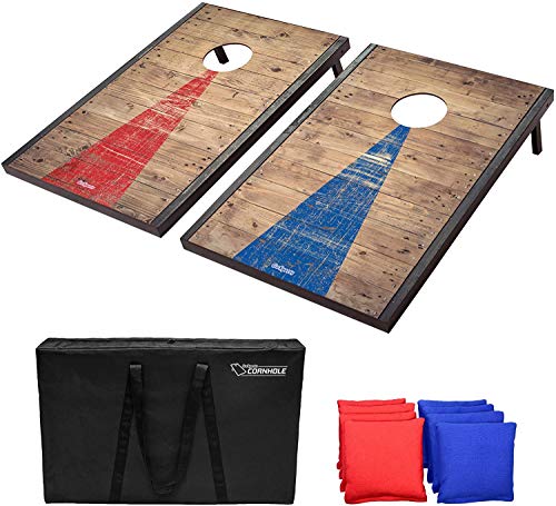 Nattork Solid Wood Cornhole Set, 4 ft x 2 ft Corn Holes Outdoor Game, Cornhole Boards Games Set, Corn Hole Game Set Regulation Size Includes 2 Boards, 8 Beans Bags & Case, Perfect for Backyard, Beach