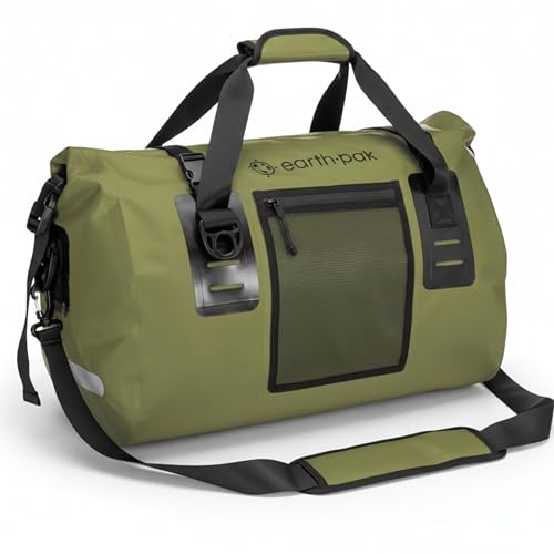 Earth Pak Waterproof Duffel Bag - Heavy Duty Motorcycle Dry Bag with Large Storage Space Perfect for Traveling, Camping, Kayaking, Fishing & Canoeing Bag 50L/70L/90L/120L Sizes