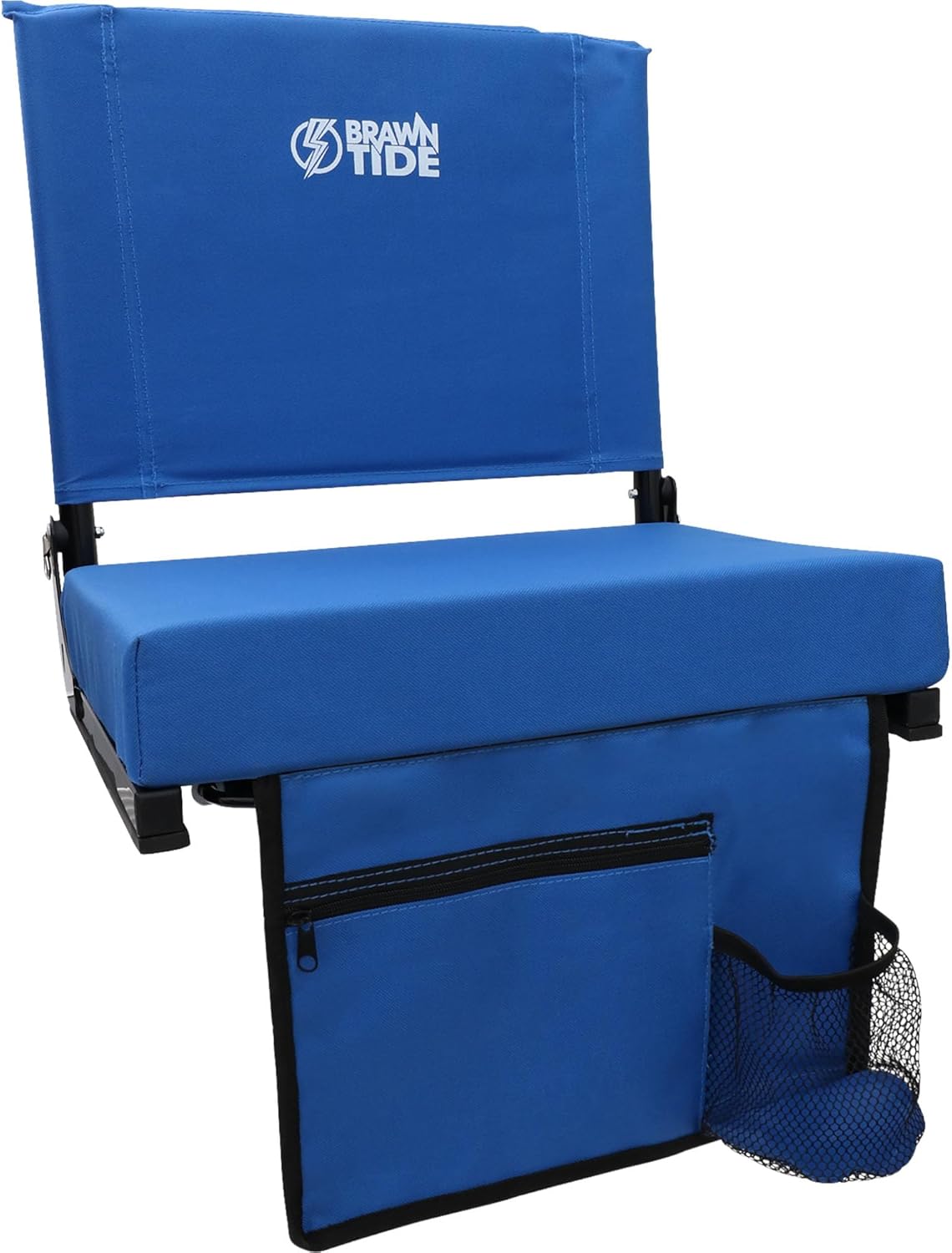 BRAWNTIDE Wide Stadium Seat - Extra Thick Cushion, Great Back Support, Lightweight Chair, Multiple Storage Pockets, Compact, Ideal for Sporting Events
