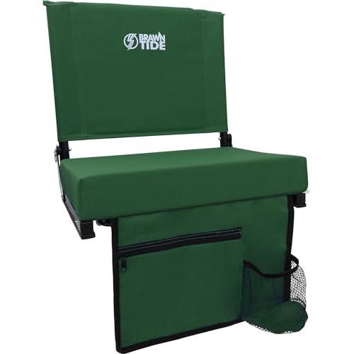 BRAWNTIDE Wide Stadium Seat - Extra Thick Cushion, Great Back Support, Lightweight Chair, Multiple Storage Pockets, Compact, Ideal for Sporting Events
