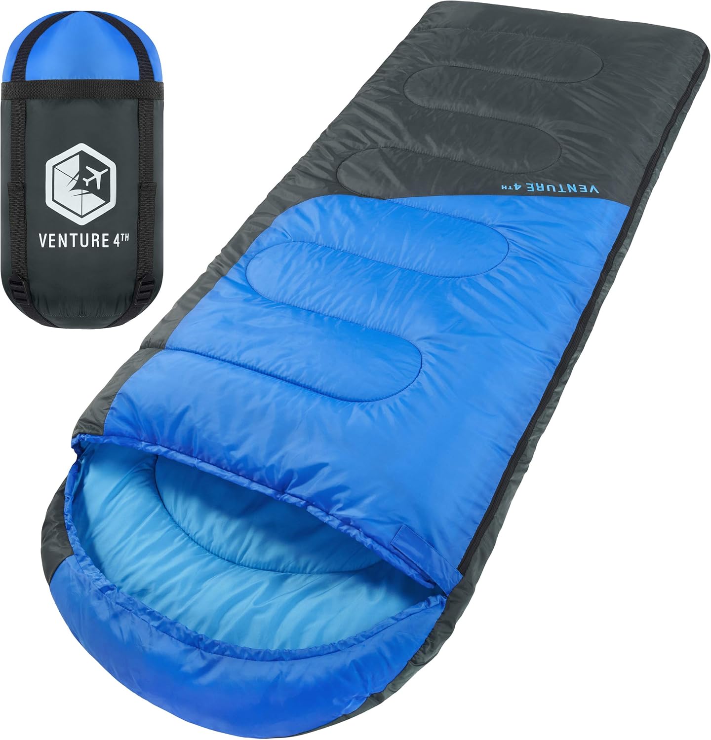 VENTURE 4TH Backpacking Sleeping Bag  XXL, Double and Single Sizes - Lightweight Warm & Cold Weather Sleeping Bags for Adults, Kids & Couples  Ideal for Hiking, Camping & Outdoor Adventures