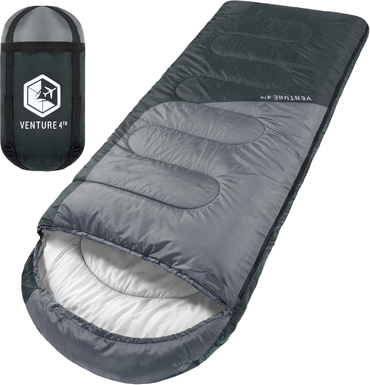 VENTURE 4TH Backpacking Sleeping Bag  XXL, Double and Single Sizes - Lightweight Warm & Cold Weather Sleeping Bags for Adults, Kids & Couples  Ideal for Hiking, Camping & Outdoor Adventures
