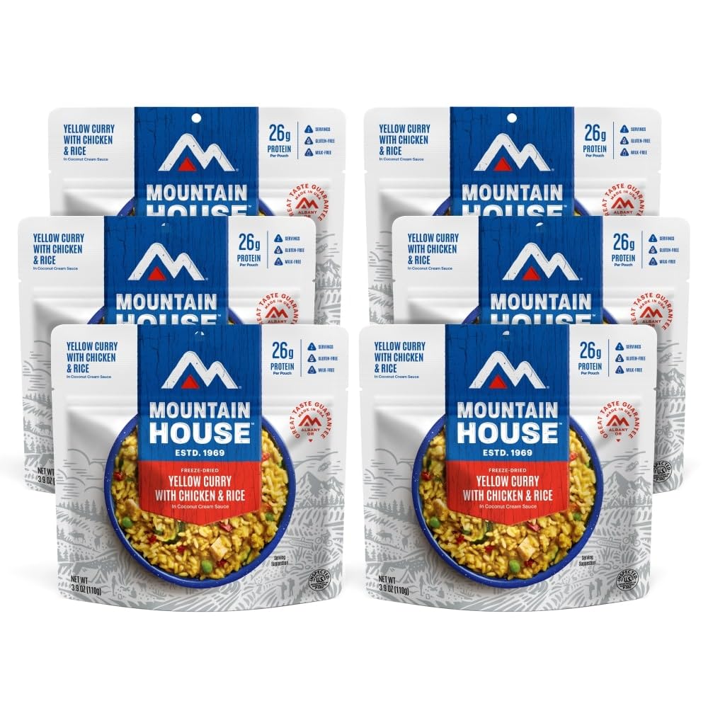 Mountain House Yellow Curry with Chicken & Rice | Freeze-Dried Backpacking & Camping Food | 6-Pack |Gluten-Free