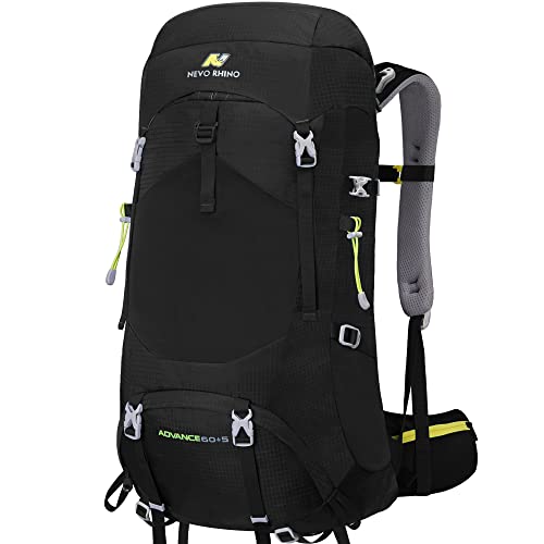 N NEVO RHINO Internal Frame Hiking Backpack 50/60/65/70/80L, Mountain Climbing Camping Backpack Daypack Waterproof Rain Cover