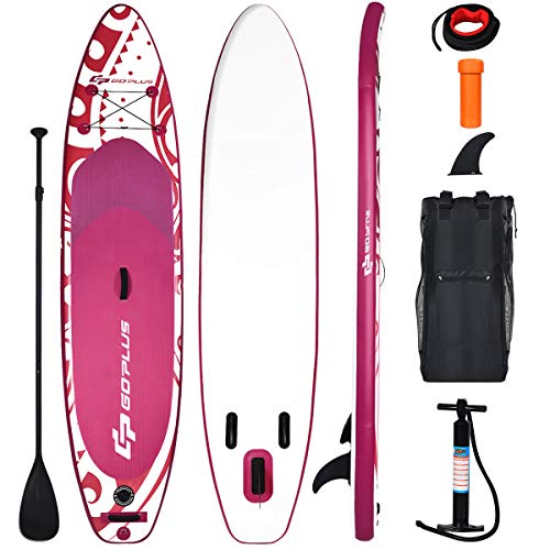 Goplus Inflatable Stand Up Paddle Board, 10ft/11ft SUP with Accessory Pack, Adjustable Paddle, Carry Bag, Bottom Fin, Hand Pump, Leash and Repair Kit
