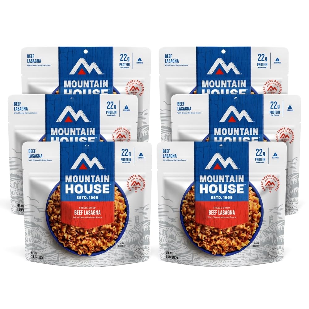 Mountain House Beef Lasagna Freeze-Dried Food for Camping, 12 Servings, 30-Year Shelf-Life