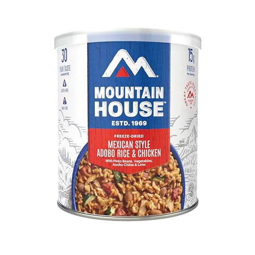 Mountain House Gluten-Free Mexican-Style Adobo Rice & Chicken Freeze-Dried Food for Camping, 7 Servings, 30-Year Shelf-Life