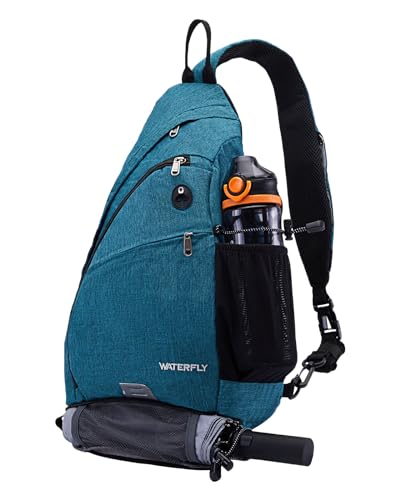 WATERFLY Sling Bag Sling Backpack Small Crossbody Shoulder Bag for Men Women Traveling Cycling Hiking Daypack