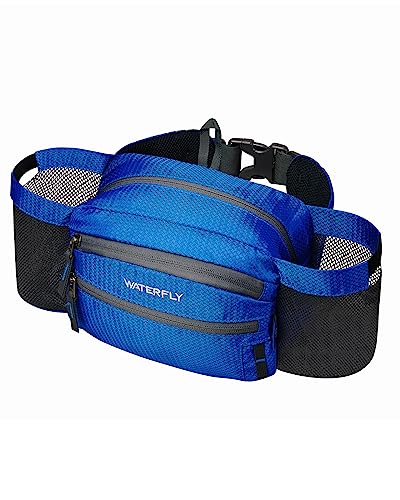 WATERFLY Fanny Pack Waist Bag: Large Hiking Fannie Pack with Two Water Bottle Holders Lightweight Phanny Pouch Hip Lumbar Belt Jogging Cycling Walking Camping Woman Man