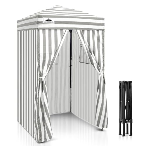 EAGLE PEAK Flex Ultra Compact 4x4 Pop-up Canopy, Sun Shelter, Changing Room, Portable Privacy Canopy Cabana for Pool, Fashion Photoshoots, or Camping, Gray/White
