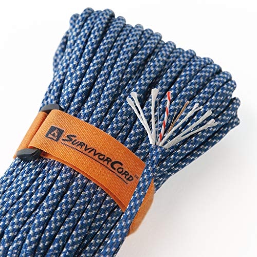 TITAN Survival Patented Paracord 550 - 25ft, 100ft, 500ft & Color Options - 620LB Strength Survival Paracord Military Spec with 3 Strands - Heavy Duty Hank Cord for Camping & Outdoors with Firestarter