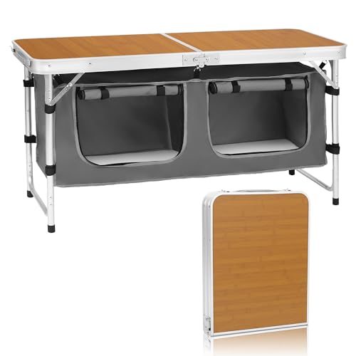 Camp Field Camping Folding Aluminum Table with Adjustable Legs for Outdoor Travel Beach, Backyards, BBQ, Party and Picnic Foldable Table