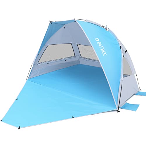G4Free Large Pop up Beach Tent for 3-4 Person, UPF 50+ Automatic Sun Shelter Canopy Portable Outdoor Cabana Sun Umbrella