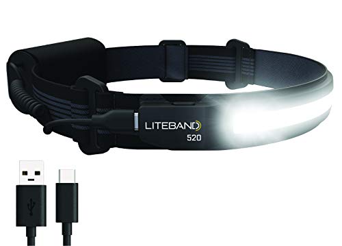 LED Headlamp Liteband Lightweight ACTIV 520 Lumen Bright Head Lamp, Powerful High Rechargeable Battery Powered Headlamps, Camping, Running, Hard Hat Light, Best Rated For Forehead Flashlight, Night