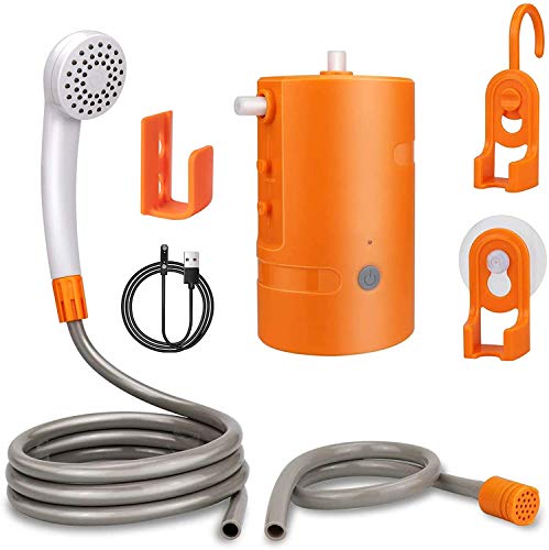 Portable Outdoor Shower, 2 Flow Mode, 4400mAh Battery Powered Shower Pump for Hiking/Backpacking, Travel, Beach, Pet, Flowering, IPX7 Waterproof &USB Rechargeable Camping Shower with 3 LED Lights...