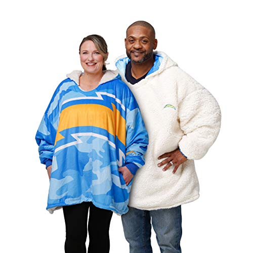 foco NFL Team Logo Reversible Oversized Sherpa Hoodie Sweatshirt Hoodeez