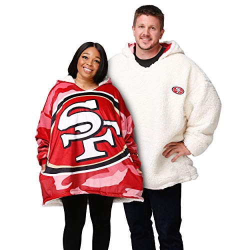 foco NFL Team Logo Reversible Oversized Sherpa Hoodie Sweatshirt Hoodeez
