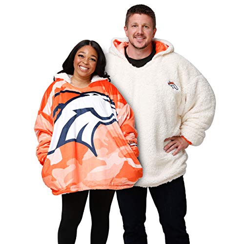 foco NFL Team Logo Reversible Oversized Sherpa Hoodie Sweatshirt Hoodeez