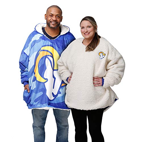 foco NFL Team Logo Reversible Oversized Sherpa Hoodie Sweatshirt Hoodeez