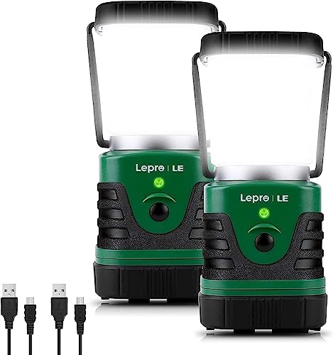 Lighting EVER 1000LM LED Camping Lantern Rechargeable, 4400mAh Power Bank, Camping Essential with 4 Light Modes, IP44 Waterproof Lantern Flashlight for Hurricane Emergency, Hiking, USB Cable Included