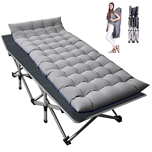 LILYPELLE Folding Camping Cot, Extra Wide Heavy Duty Sleeping Cots with Carry Bag, Double Layer Oxford Portable Travel Camp Cots for Home, Office Nap and Outdoor Beach