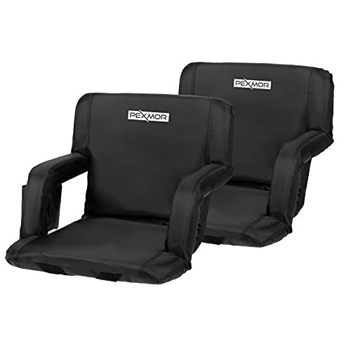 PEXMOR Folding Stadium Seats for Bleachers w/Back Support,Bleacher Chair w/Cushion & Armrest, Portable Padded Stadium Chair w/Pockets, Carrying Bag