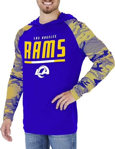 Zubaz NFL Teams Men's Lightweight Pullover Hoodies with Accent Sleeves (Small - 5X-Large)