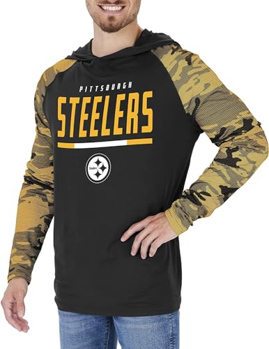 Zubaz NFL Teams Men's Lightweight Pullover Hoodies with Accent Sleeves (Small - 5X-Large)
