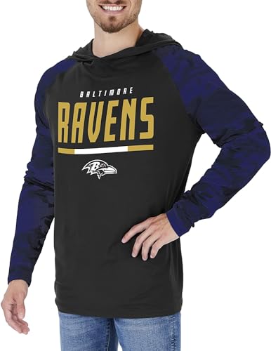 Zubaz NFL Teams Men's Lightweight Pullover Hoodies with Accent Sleeves (Small - 5X-Large)