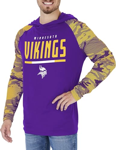 Zubaz NFL Teams Men's Lightweight Pullover Hoodies with Accent Sleeves (Small - 5X-Large)
