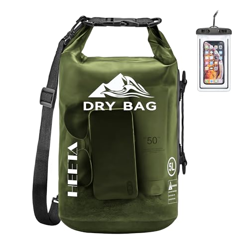 HEETA Dry Bag Waterproof for Women Men, 5L/10L/20L/30L/40L Roll Top Lightweight Dry Storage Bag Backpack with Phone Case for Travel Swimming Boating Kayaking Paddle Board Camping Beach Accessories