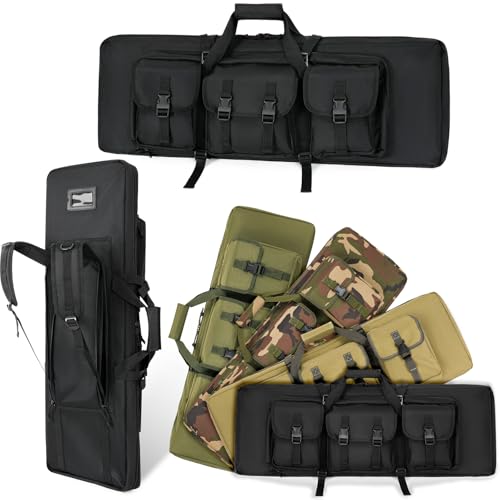 DULCE DOM 32/36/42/48/52 inch Double Rifle Case Soft Bag Gun Case, Perfect for Rifle Pistol Firearm Storage and Transportation, All Around Shooting Range Tactical Rifle Backpack, Indoor Outdoor