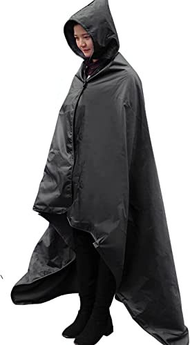 DUKUSEEK Hooded Stadium Blanket, Waterproof Windproof Outdoor Fleece Blanket - Large (79x56), Portable, Wearable, Warm for Outdoor Camping, Picnic, Stadium, Sports, Beach, Concerts, Car, Dogs...