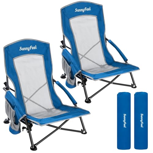 SUNNYFEEL Folding Low Camping Beach Chair 2 Pack