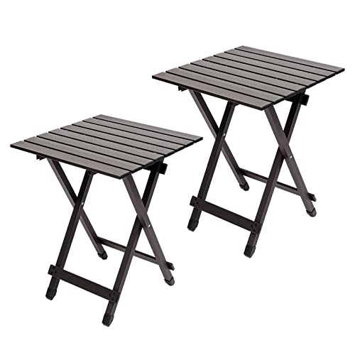 SUNNYFEEL Folding Camping Table - Lightweight Aluminum Portable Picnic Table, 18.5L x 18.5W x 24.5H Inch for Cooking, Beach, Hiking, Travel, Fishing, BBQ, Indoor Outdoor Small Foldable Camp Tables
