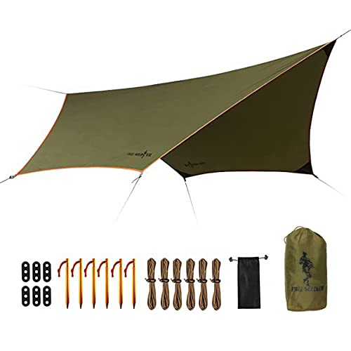 FREE SOLDIER Camping Tarp (Greenish Brown 6 Loop 1012ft)