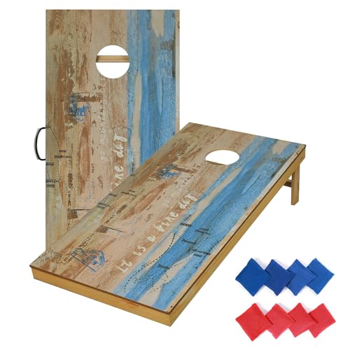 TIANNBU Solid Wood Premium Corn Hole Outdoor Game Set, 2 Regulation and Waterproof Cornhole Game Boards, with 8 Toss Bags, Perfect for Outdoor Indoor