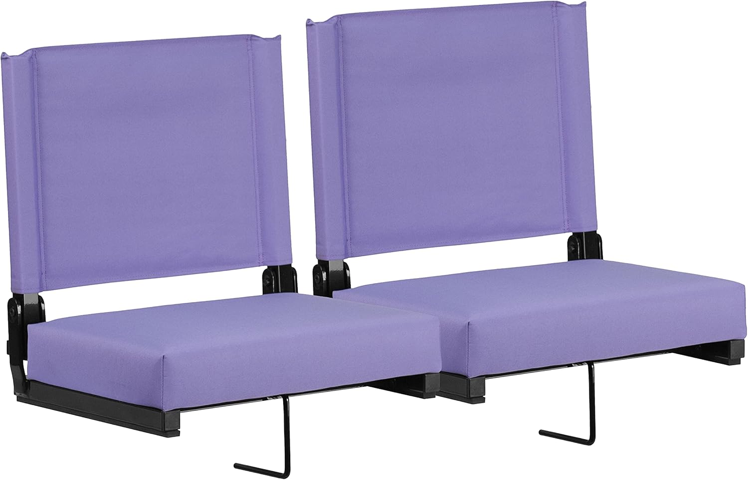 Flash Furniture Grandstand Portable Stadium Seats for Bleachers or Benches, Folding Padded Stadium Chairs with Handle, Pack of 2, 500 lb. Weight Capacity, Purple