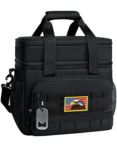 TACTICISM Tactical Lunch Box for Men, 12L MOLLE Lunch Bag Adult, Up to 8 Hours Insulated lunchbox, Large Durable Leakproof Cooler with Detachable Water Bottle Pouch, for Work Camping, ACU Camo
