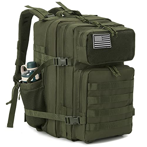 QT&QY 25L/45L Military Tactical Backpack For Men Molle Daypack 3 Day Bug Out Bag Hiking Rucksack With Bottle Holder