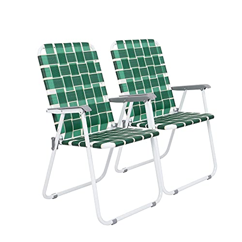 VINGLI Patio Lawn Webbed Folding Chairs (Set of 2)