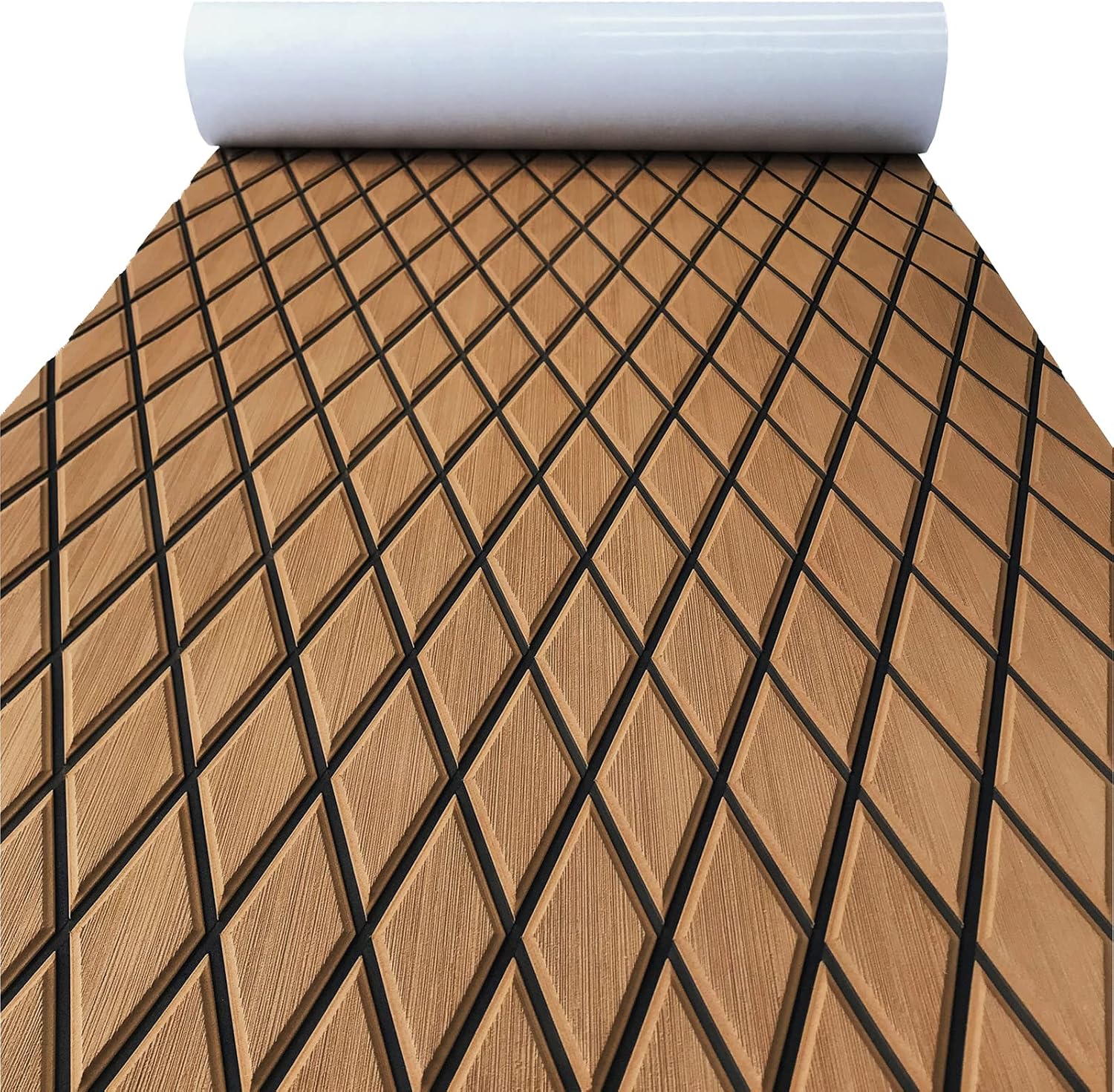 KXKZREN EVA Foam Boat Flooring Decking Sheet 6mm Thick Diamond Anti-Slip Marine Flooring Mat Self Adhesive Deck Pad for Bass Boat Yacht Motorboat RV Cooler Tops, 74.8"x27.6" / 93.8"x43.9"