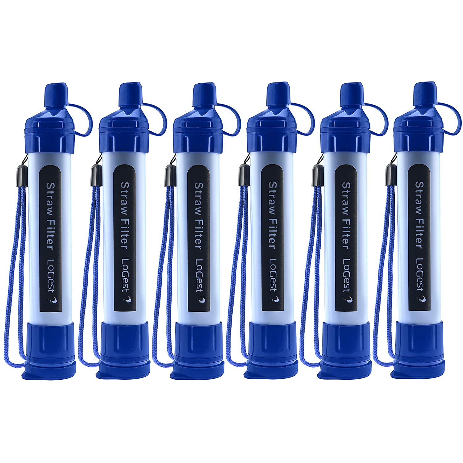 Logest 6 Pack Water Filter Straw - Portable, Compact, Multipurpose Water Purification Device for Outdoor Activities, Emergency Kits, Camping, Travel