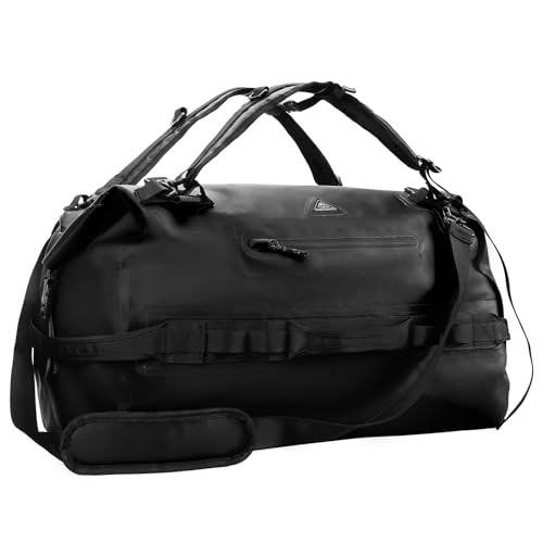 Haimont Large Waterproof Duffel Backpack Roll-Top Heavy Duty Dry Duffle Bag for Boating, Travel, Motorcycle, Kayaking, Camping, 60L