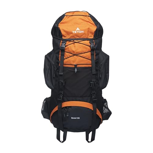 TETON 55L Scout Internal Frame Backpack for Hiking, Camping, Backpacking, Rain Cover Included