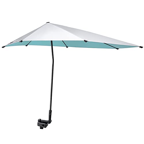 G4Free UPF 50+ Adjustable Beach Umbrella XL with Universal Clamp for Chair Stroller Wheelchair Golf Cart Bleacher Patio