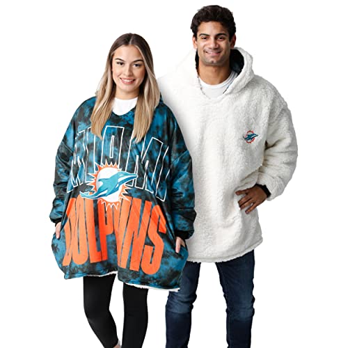 foco NFL Team Logo Reversible Oversized Sherpa Hoodie Sweatshirt Hoodeez