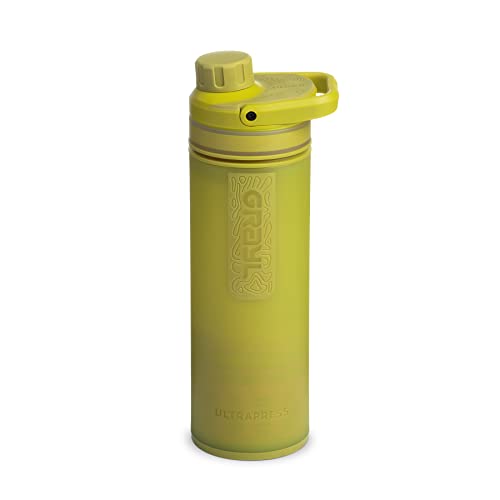 GRAYL UltraPress Water Purifier & Filter Bottle for Hiking, Backpacking, and Travel (Forager Moss)